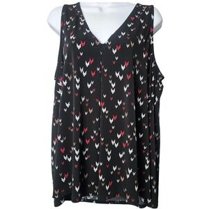 Torrid Black Arrow Print Sleeveless Blouse V Neck Flowy Top 1‎ (1X) Boho Career